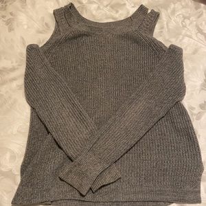 Gray Cold Shoulder Sweater